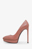 Saint Laurent Pink Leather Pointed Toe Platform Pumps Size 39