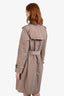Burberry London Khaki Nylon Belted Midi Trench Coat Size 10