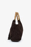 Miu Miu Brown Suede Laser Cut Bamboo Top Handle Bag