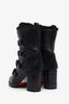 Christian Louboutin Black Leather Shearling 'Glorymount' Spike Heeled Boots Size 39