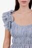 Ulla Johnson Blue/White Striped Linen Ruffled Sleeveless Blouse Size 4