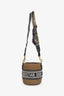 Christian Dior Tan/Navy Blue Canvas Wicker Drawstring Bucket Bag