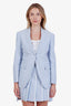 Thom Browne Blue Cotton Silk Single Breasted Blazer and Pleated Mini Skirt Set Size 36/38