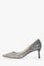 Jimmy Choo Blue Silver Ombre Coarse Glitter 'Romy 60' Pumps Size 41.5