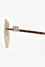 Dolce & Gabbana Gold Square Frame DG Sunglasses with Tortoise Sides