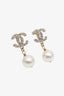 Pre-loved Chanel™ 2014 Gold-Plated Faux Pearl & Strass CC Drop Earrings