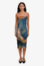 Loewe Multicolour Tie Dye Ribbed Anagram Tube Dress Size XS