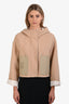 Fendi Camel Wool FF Leather Pocket Hooded Jacket Size 38