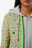 Moschino Neon Green Multicolour Tweed Hooded Jacket Size 8