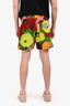 Gucci Yellow/Red Floral Velour Printed Track Shorts Size Medium Mens
