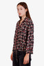Gucci Black/Pink Silk Bulldog Printed Blouse Size 36