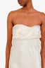 House Of CB Cream Strapless Satin Midi Dress Size S