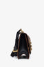 Miu Miu Black Madras Leather Crystal Embellished Buckle Flap Shoulder Bag
