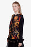 Celine Vintage Black Silk Baroque Patterned Cardigan Size 42
