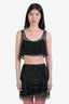 Prada Black Rhinestone Cropped Double Lined Tank Size 42 + Skirt Size 38 Set