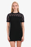 A.L.C. Black Crepe/Navy Blue Lace Short Sleeve Mini Dress Size 6
