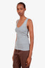 Brunello Cucinelli Grey and Beige Metallic Knit Stripe Tank Top Size XS