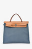Hermès 2021 Blue/Naturel Canvas Leather Herbag 31