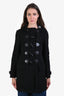 Burberry Brit Black Wool Midi Duffle Coat Size 4
