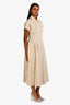 Max Mara Studio Beige Cotton Short Sleeves Midi Dress Size 2