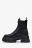 Prada Black Monolith Brushed Leather Chelsea Boots Size 36.5