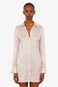 Alexander Wang Pink Silk Crystal Embellished Button Down Shirt Dress Size XS