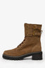 See By Chloe Brown Suede Buckled Mallory Combat Boot Size 38.5