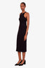 Off-White Black Cotton Ribbed Logo Maxi Dress Size 40