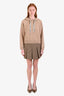 Celine Brown Wool Houndstooth Pleated Mini Skirt Size 34