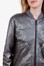 Eleventy Silver Leather Bomber Jacket Size 46