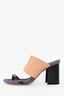 Dries Van Noten Purple/Beige Leather Ponyhair Sandals Size 38.5