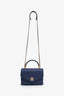 Pre-loved Chanel™ 2019 Blue Quilted Calfskin Leather Metal Top Handle Envelope Flap
