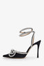 Mach & Mach Black Glitter Crystal Bow Heels Size 39