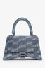 Balenciaga Denim Hourglass Top Handle Bag with Strap