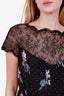 Valentino Black Silk Floral Lace Paneled Midi Dress Size 10