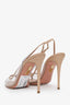 Aquazzura Beige Leather and PVC Peep Toe Slingback Heels Size 37