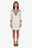 Gucci Cream Beaded Long Sleeve Tunic Silk Cotton Dress Size 42