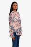Isabel Marant Pink/Blue Silk Metallic Long Sleeve Sheer Top Size 34