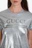 Gucci Grey/Silver Metallic GG Short Sleeve Shirt Size S