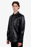 Gucci Black Leather Button-Up Shirt Jacket Size 50 Men's