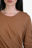 Rick Owens FW 2021 Honey Cotton Long Sleeve 'Tower' Gathered Top Size S