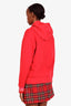 Moncler Red Cotton Logo Zip Up Sweater Size M