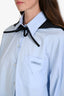 Prada 2022 Light Blue/Black Re-Nylon Logo Hooded Button Down Shirt Size 40