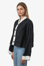 Blazer court Chanel™ 2016 d’occasion, noir et blanc, en mélange de soie avec finitions contrastées, taille 38