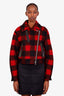 Veronica Beard Red/Black Plaid 'Benni' Moto Jacket Size XS