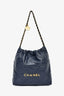 Pre-loved Chanel™ 2022+ Bleu Marine Calfskin Small 22 Shoulder Bag with Pouch