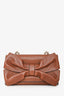 Valentino Brown Grained Leather Bow Chain Clutch