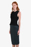 Stella McCartney Black/Green Peplum Top Midi Dress Size 42