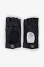 Gucci Black Leather Debossed GG Monogram Fingerless Gloves
