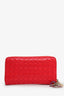 Christian Dior 2011 Red Cannage Patent Leather Lady Dior Zippy Wallet
